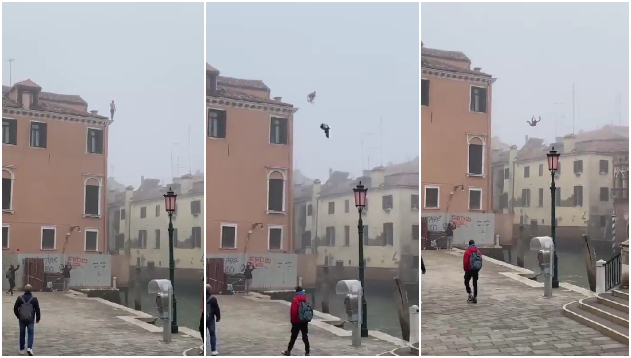 Autorităţile din Veneţia caută un… ”idiot”. Bărbatul a sărit de la etajul trei al unei clădiri într-un canal