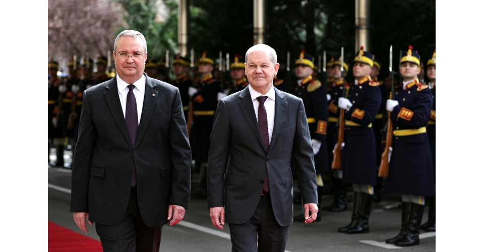 Premierul Nicolae Ciucă, l-a primit la Palatul Victoria pe cancelarul german Olaf Scholz