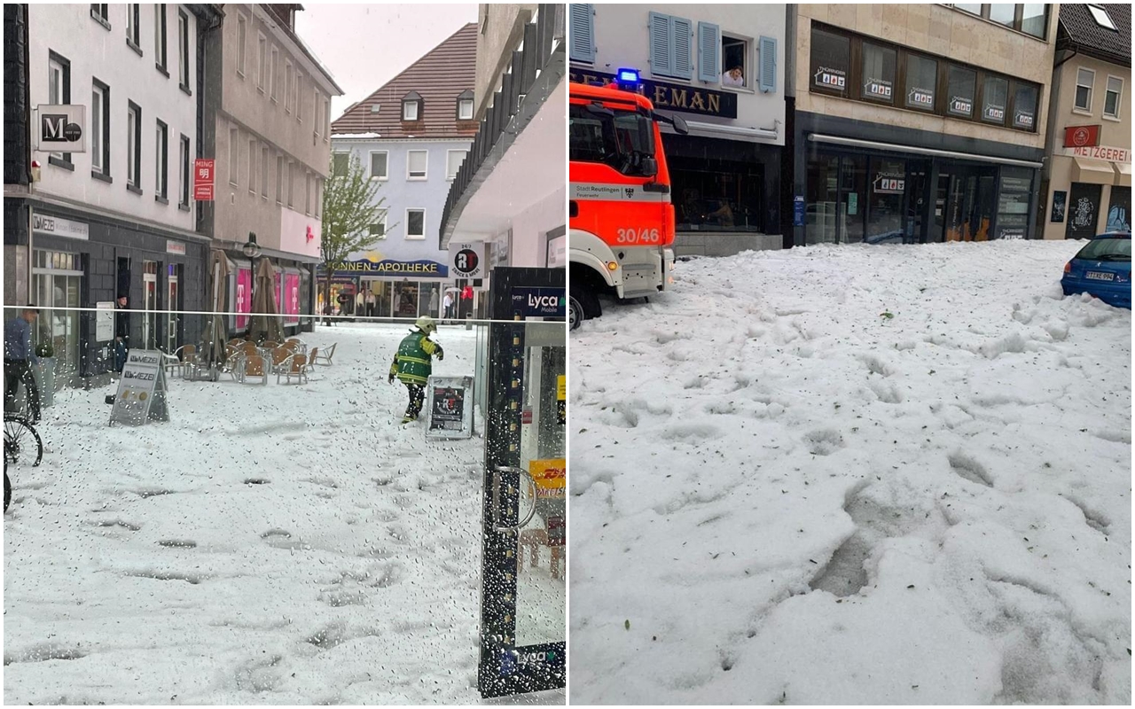 GERMANIA. Utilaje de deszăpezire scoase pe străzi după o furtună cu grindină