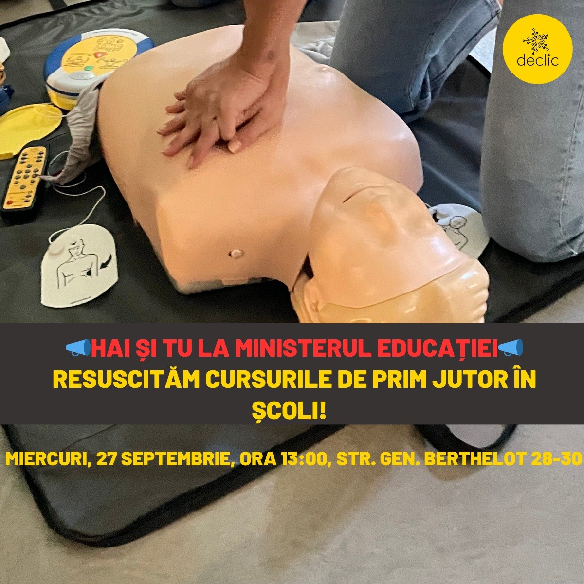 Demonstrații live de manevre de prim ajutor la Ministerul Educației : „Resuscitaţi cursurile de prim ajutor în şcoli”