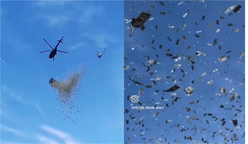 O vedetă de televiziune a aruncat un milion de dolari din elicopter, deasupra unui grup de oameni