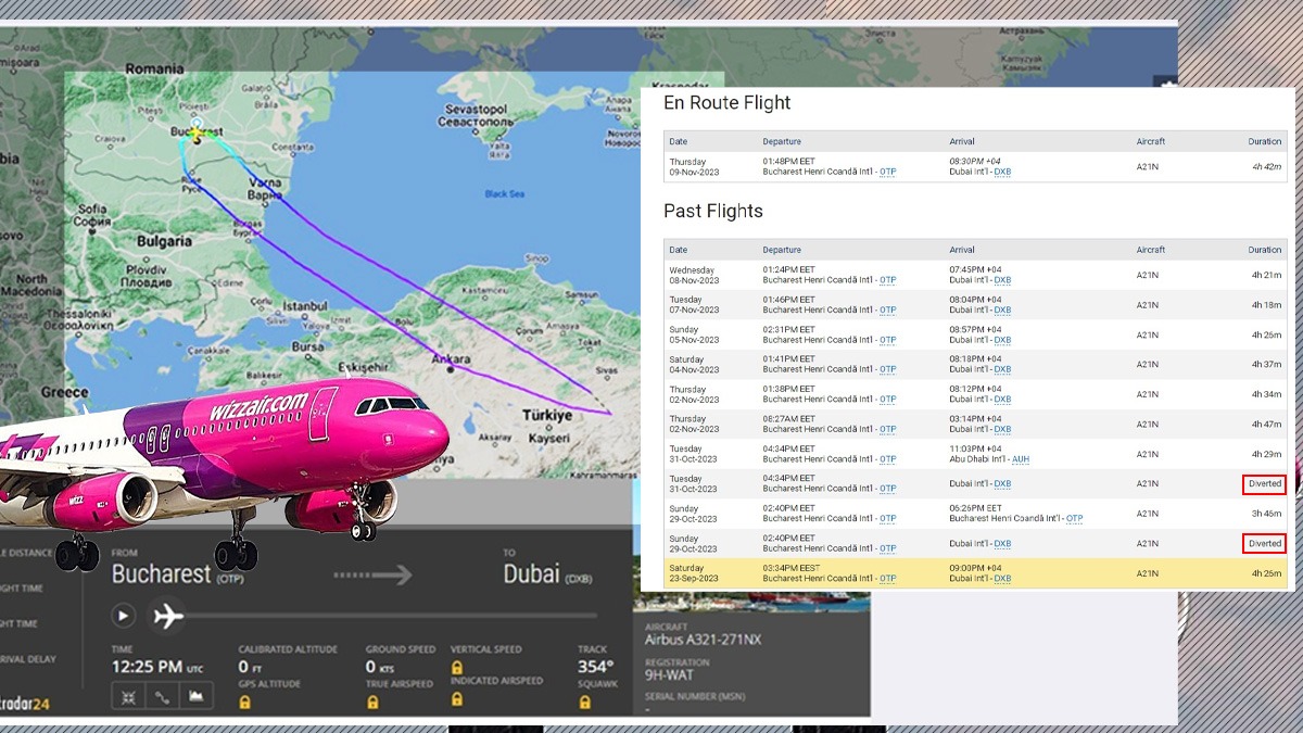 Un al doilea zbor Wizz Air spre Dubai a fost deviat la două zile după ce un avion a fost întors la București. Ce spun oficialii din Emirate