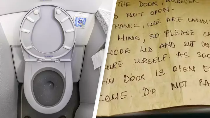 Ce bilet a primit de la stewardesă un pasager care a rămas blocat tot zborul în toaleta unui avion