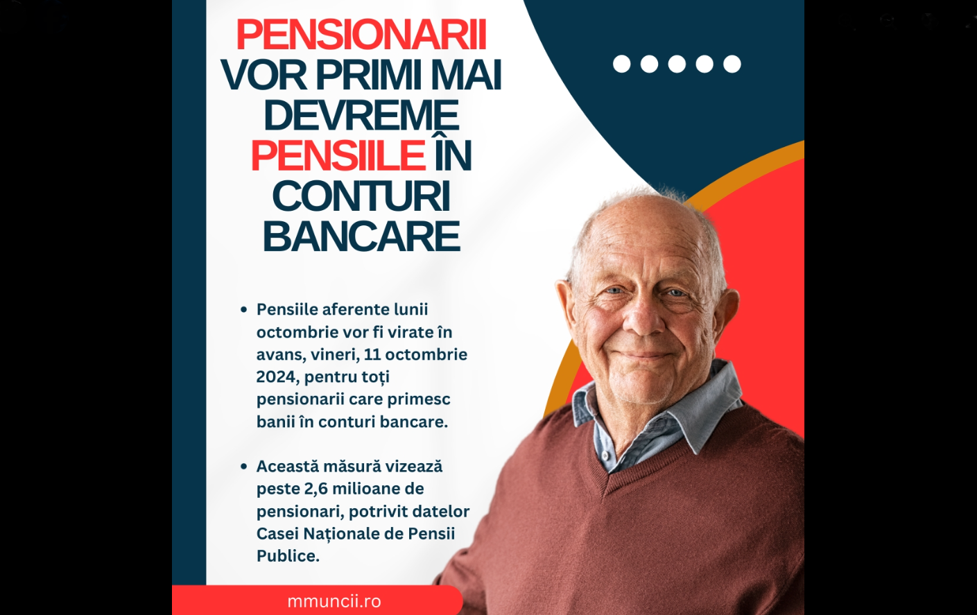 Pensiile vor fi virate mai DEVREME/ Ministerul anunță că, vineri, pensionarii vor avea banii pe CARD