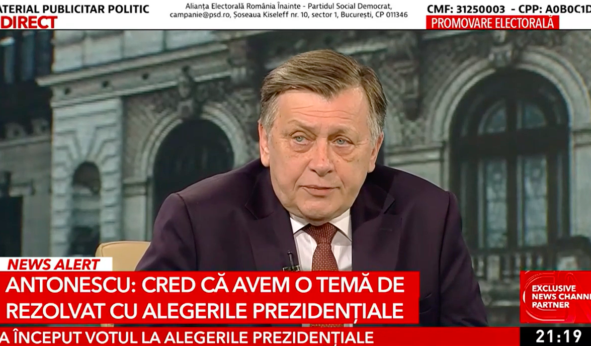 „Mi-e teamă ca aceste alegeri să nu eșueze prin alegerea unui candidat care nu garantează direcția occidentală a României”