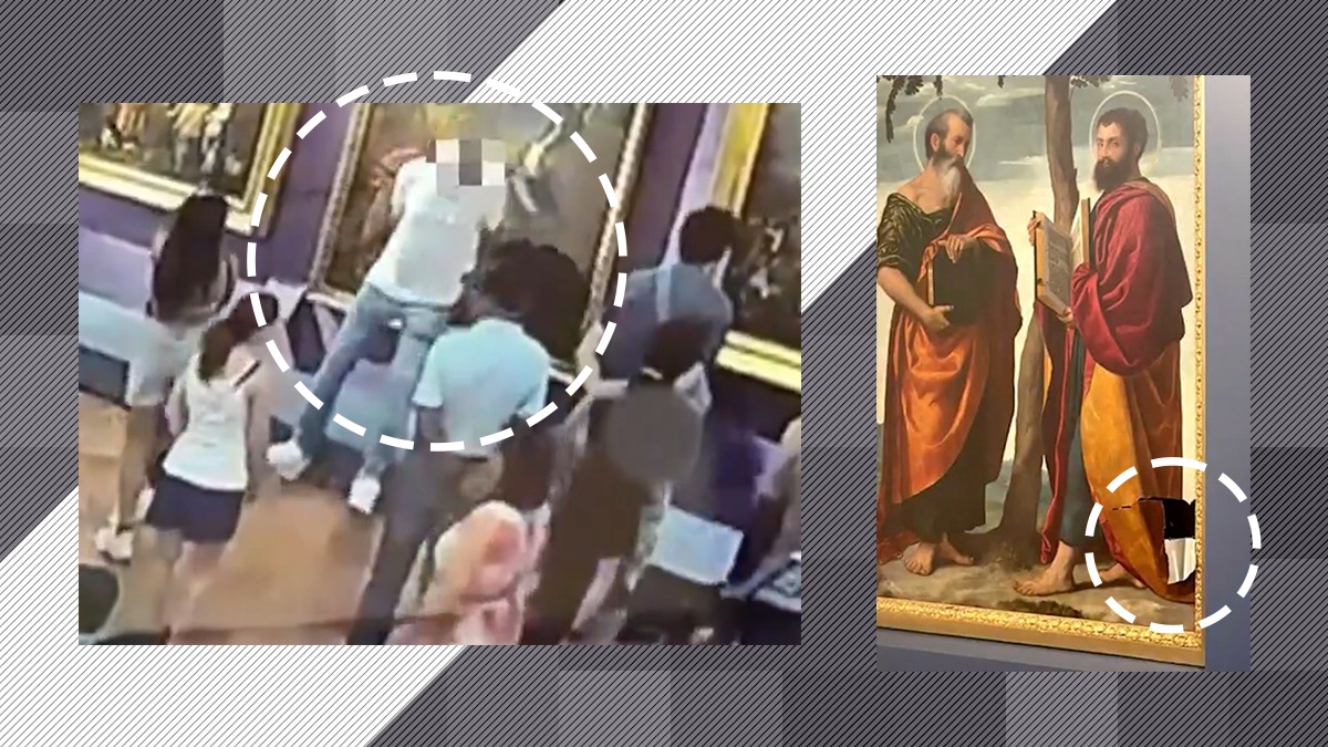 Un vizitator al Galeriei Uffizi din Florenţa a deteriorat o pictură în ulei în timp ce încerca să îşi facă o poză