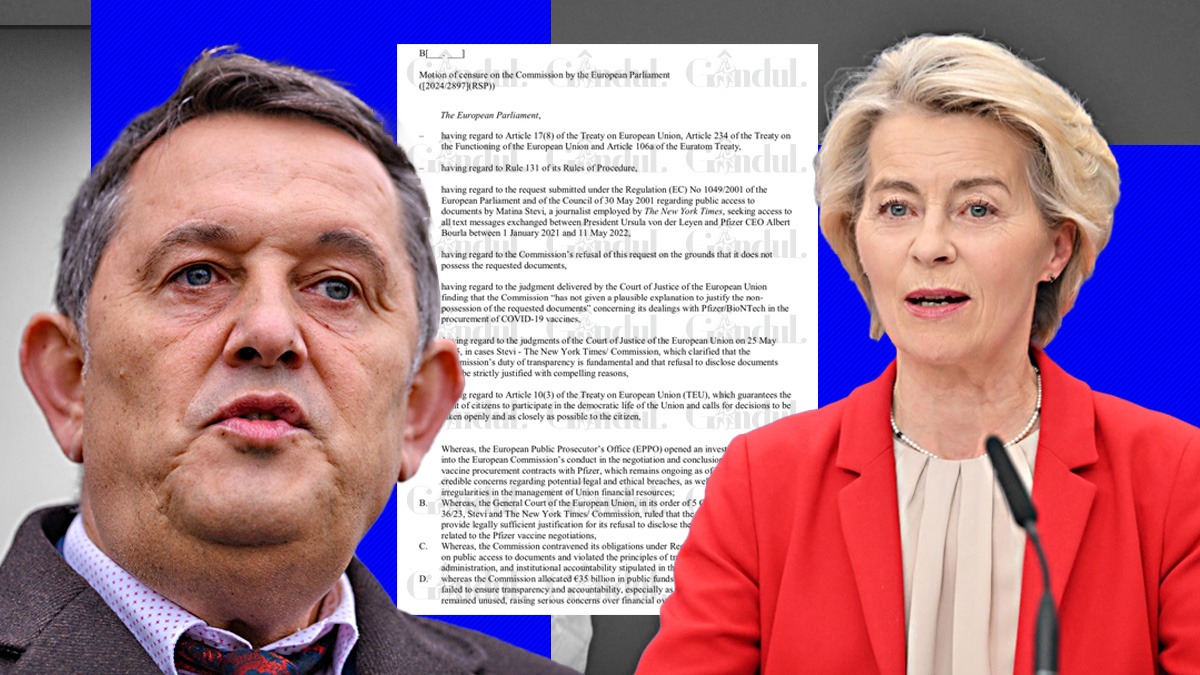 Avem textul MOȚIUNII de cenzură inițiate de un eurodeputat AUR împotriva șefei Comisiei Europene. Ce i se reproșează Ursulei von der Leyen?