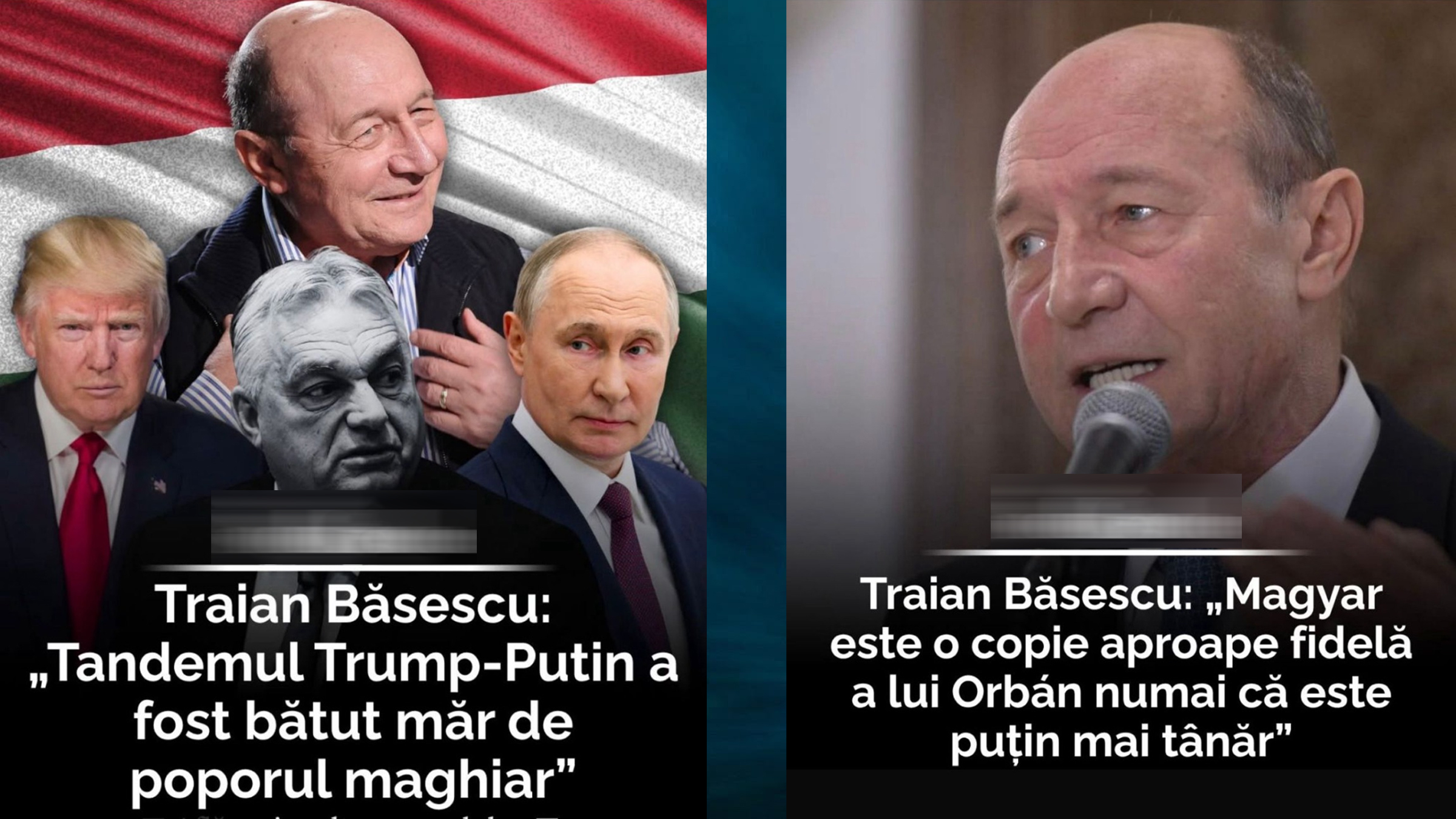 Băsescu nu mai este de acord cu el însuși, după nici 24 de ore. Ieri, poporul maghiar îi „bătuse măr” pe Putin și Trump, astăzi Magyar este „Orban mai tânăr”