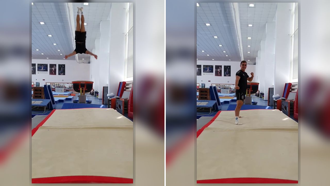 Marian Drăgulescu demonstrează și la 45 de ani că e ”regele săriturilor”. Filmare inedită cu fostul mare gimnast român