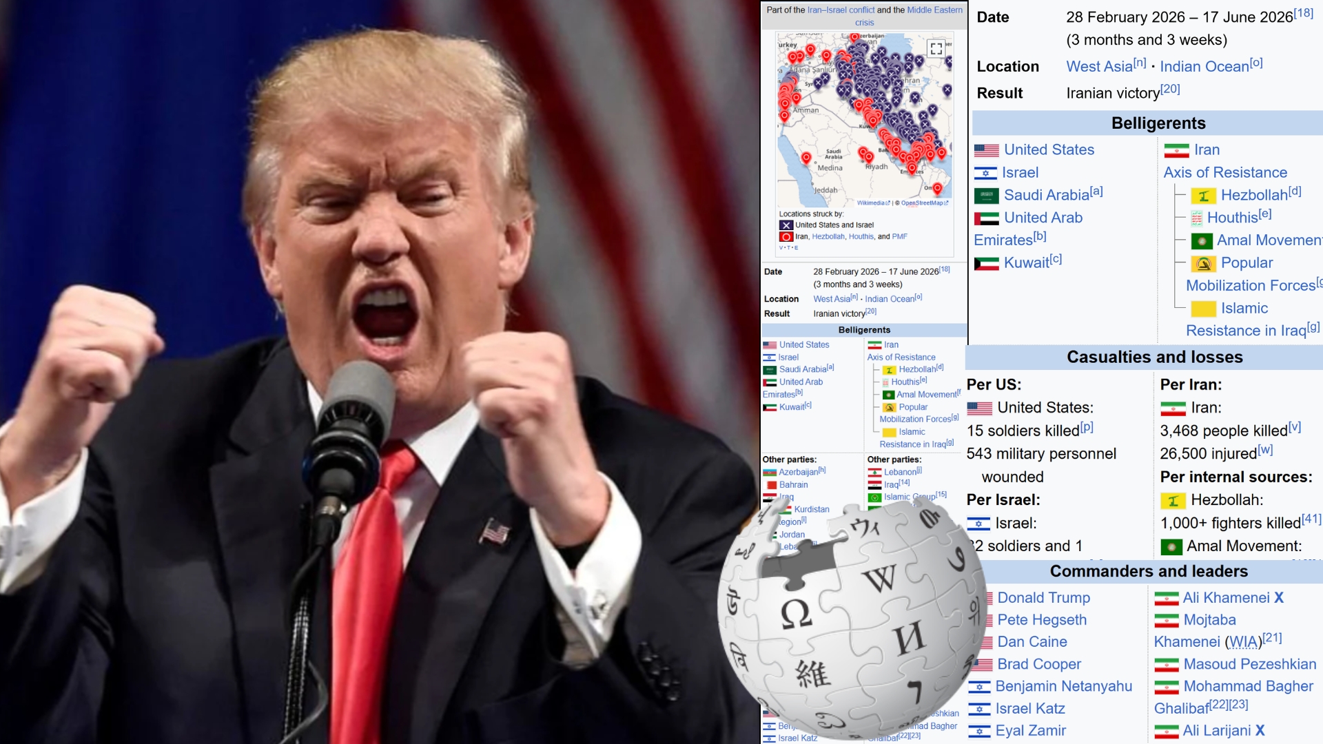 „Victorie iraniană” pentru Wikipedia. Cea mai mare enciclopedie online îl contrazice pe Trump și susține că Iranul a câștigat războiul cu SUA