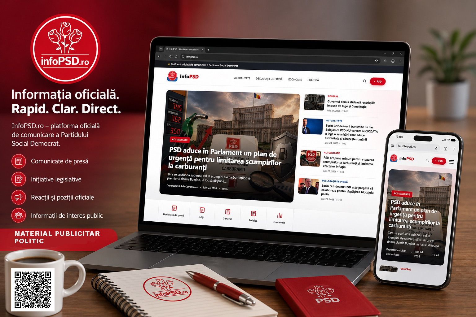 InfoPSD.ro – platforma oficială unde PSD publică rapid pozițiile, inițiativele și informațiile de interes public
