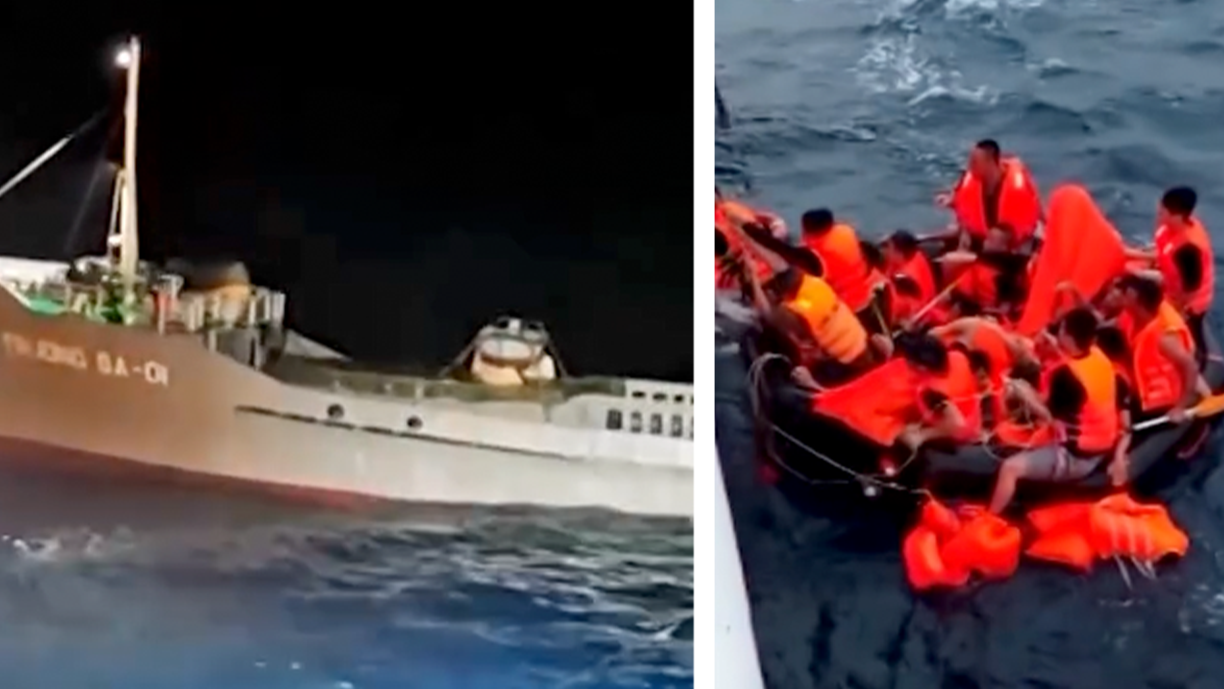 Imagini cu salvatorii care scot supraviețuitori din ambarcațiunea vietnameză scufundată în Marea Chinei de Sud