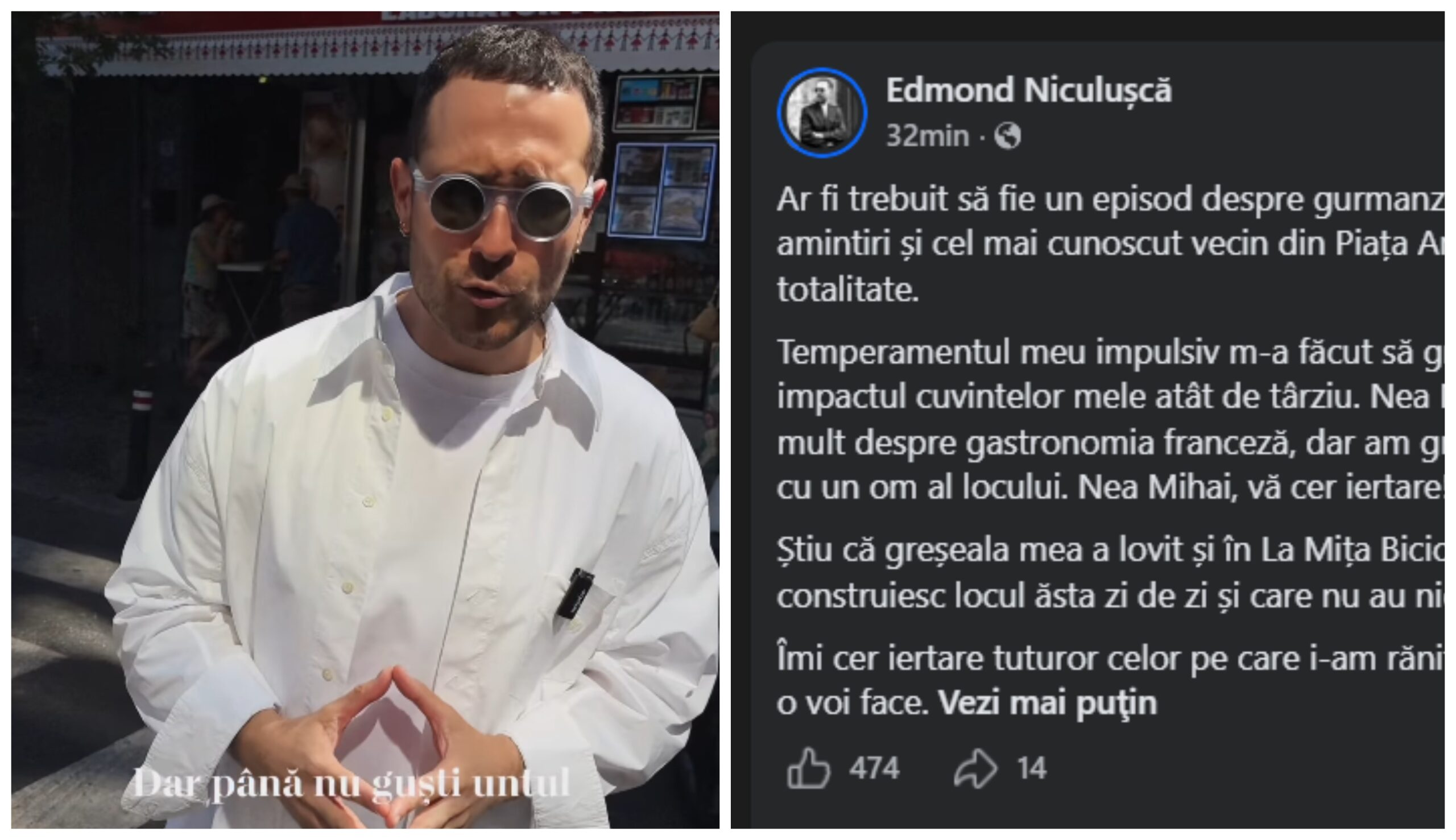 După ce “războiul merdenelelor” a luat proporții nebănuite, Edmond Niculușcă îi cere scuze public lui Nea Mihai