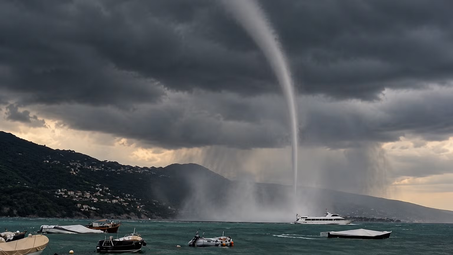 Trombă marină uriașă în largul coastelor Italiei