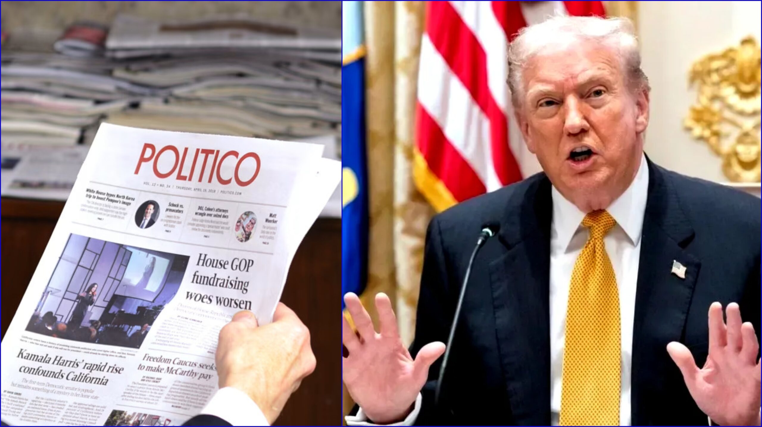 Casa Albă, din nou în război cu presa. Administrația Trump a dat un ultimatum publicației Politico să retragă trei articole pe care le consideră false